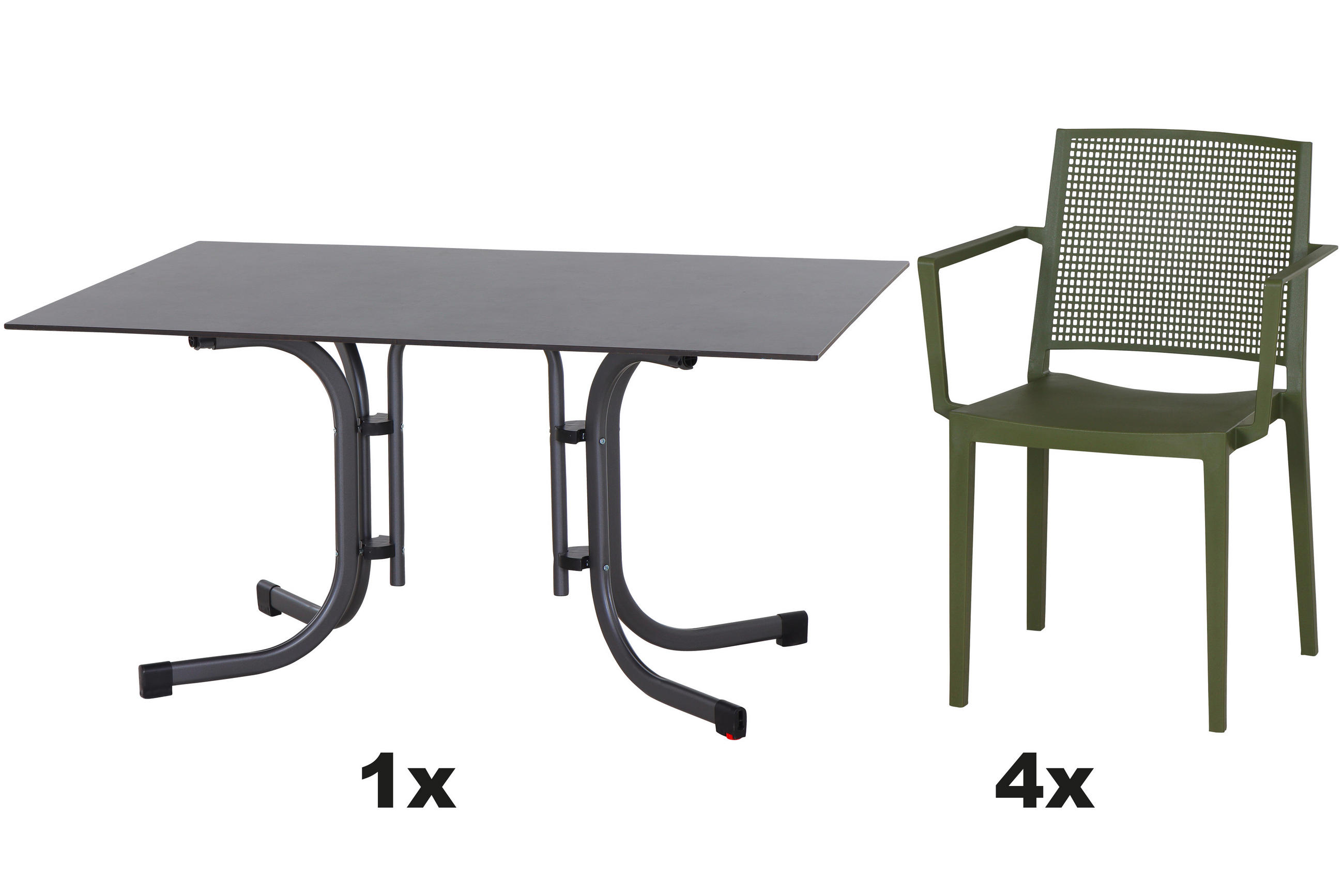 GARTENGARNITUR 5-teilig Stahl  - Grün, Basics, Kunststoff/Metall (90/80/140cm) - Siena Garden