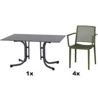 GARTENGARNITUR 5-teilig Stahl  - Grün, Basics, Kunststoff/Metall (90/80/140cm) - Siena Garden