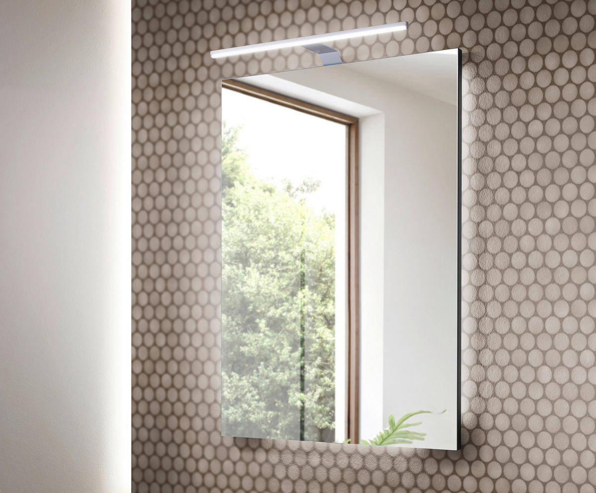 BADEZIMMERSPIEGEL 50/70/3,2 cm  - Silberfarben/Schwarz, MODERN, Glas/Holzwerkstoff (50/70/3,2cm) - Sadena