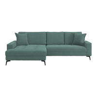 ECKSOFA ZERO Azurblau Cord Zierkissen, Rückenkissen  - Azurblau/Schwarz, Trend, Textil/Metall (173/286cm) - Livetastic