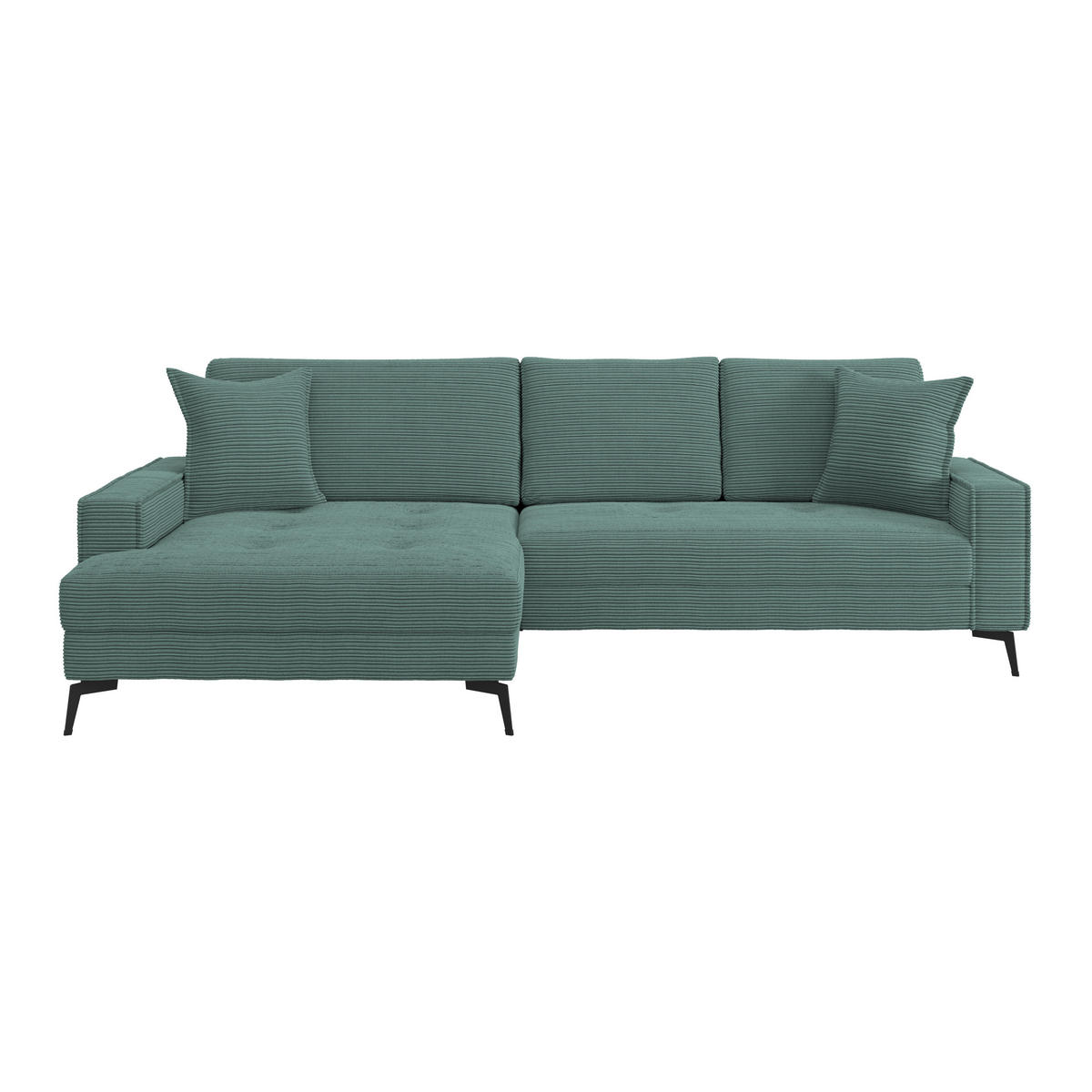 ECKSOFA ZERO Azurblau Cord Zierkissen, Rückenkissen  - Azurblau/Schwarz, Trend, Textil/Metall (173/286cm) - Livetastic
