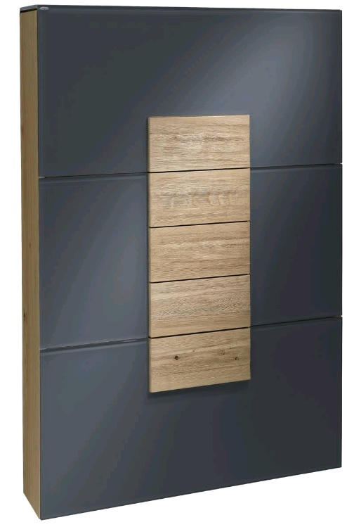 HÄNGESCHUHSCHRANK Wildeiche mehrschichtige Massivholzplatte (Tischlerplatte) Grau, Eichefarben - Eichefarben/Grau, Natur, Glas/Holz (96/144/23,1cm) - Voglauer