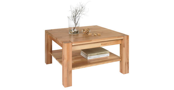 COUCHTISCH Kernbuche massiv quadratisch Buchefarben - Buchefarben, Natur, Holz/Kunststoff (70/70/45cm) - Linea Natura