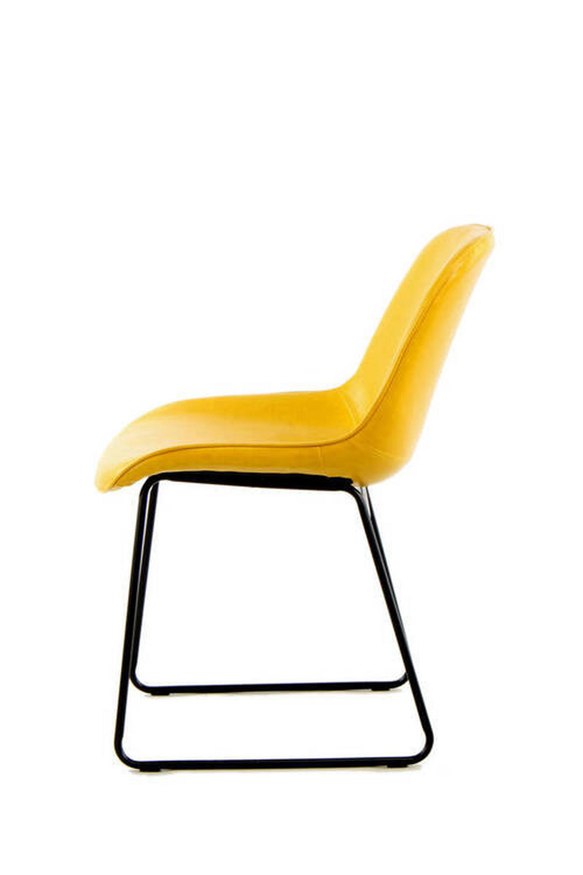 SADA ŽIDLÍ 2 kusy - žlutá, Design, kov/kůže (49,5/81/64,5cm)