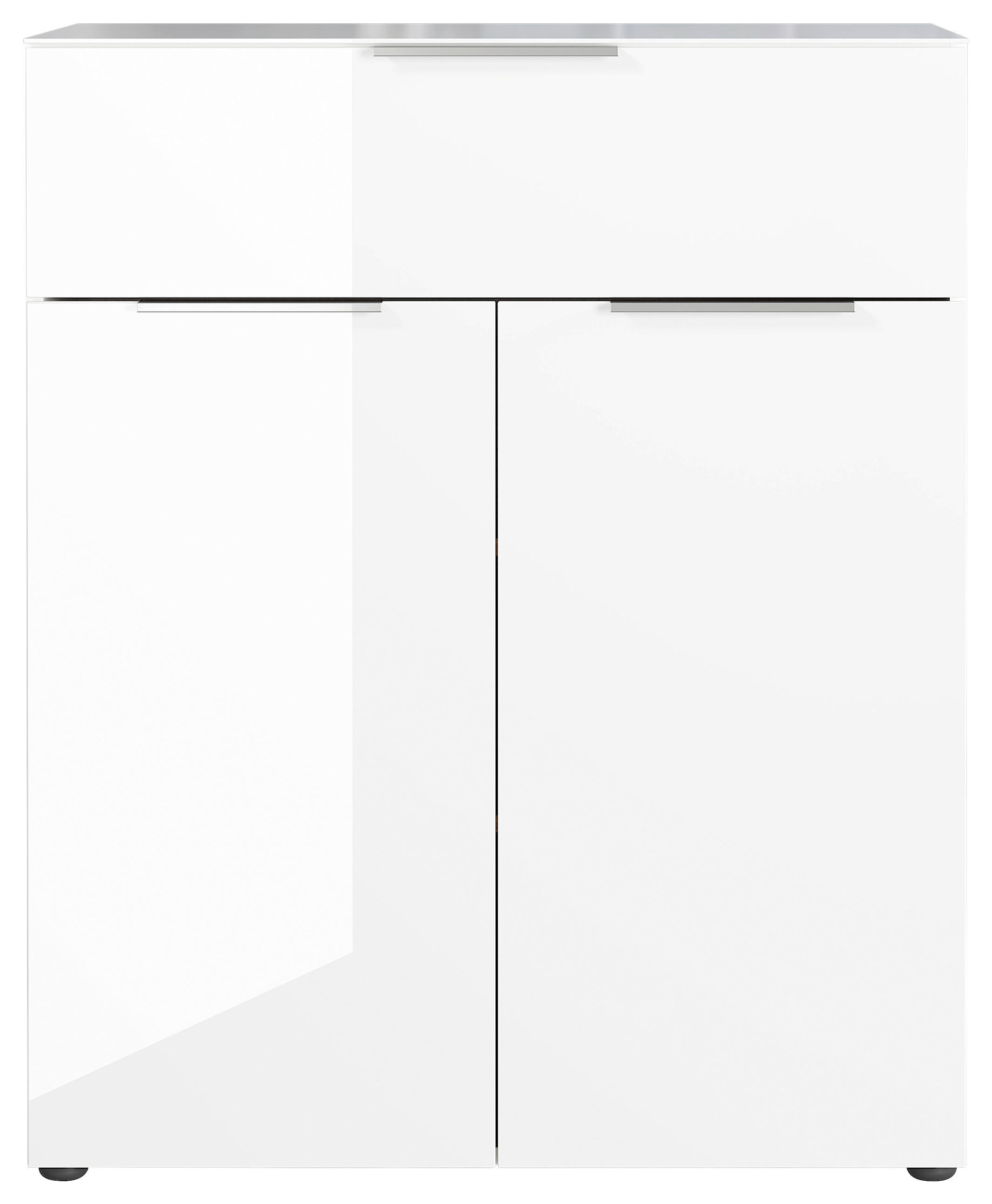 KOMÓD 83/102/42 cm  - fekete/ezüstszínű, Modern, műanyag/faalapú anyag (83/102/42cm) - Premium Living