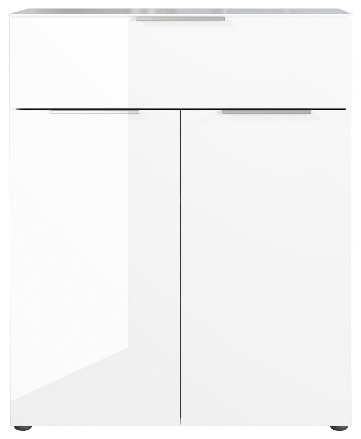 KOMÓD 83/102/42 cm  - fekete/ezüstszínű, Modern, műanyag/faalapú anyag (83/102/42cm) - Premium Living