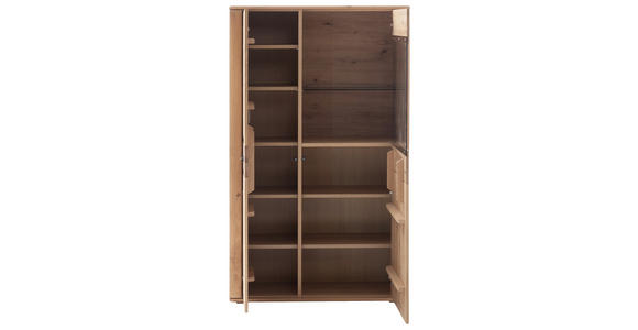 HIGHBOARD Asteiche, Balkeneiche furniert, massiv Eichefarben Einlegeböden  - Eichefarben/Anthrazit, KONVENTIONELL, Glas/Holz (94/157/37cm) - Cantus