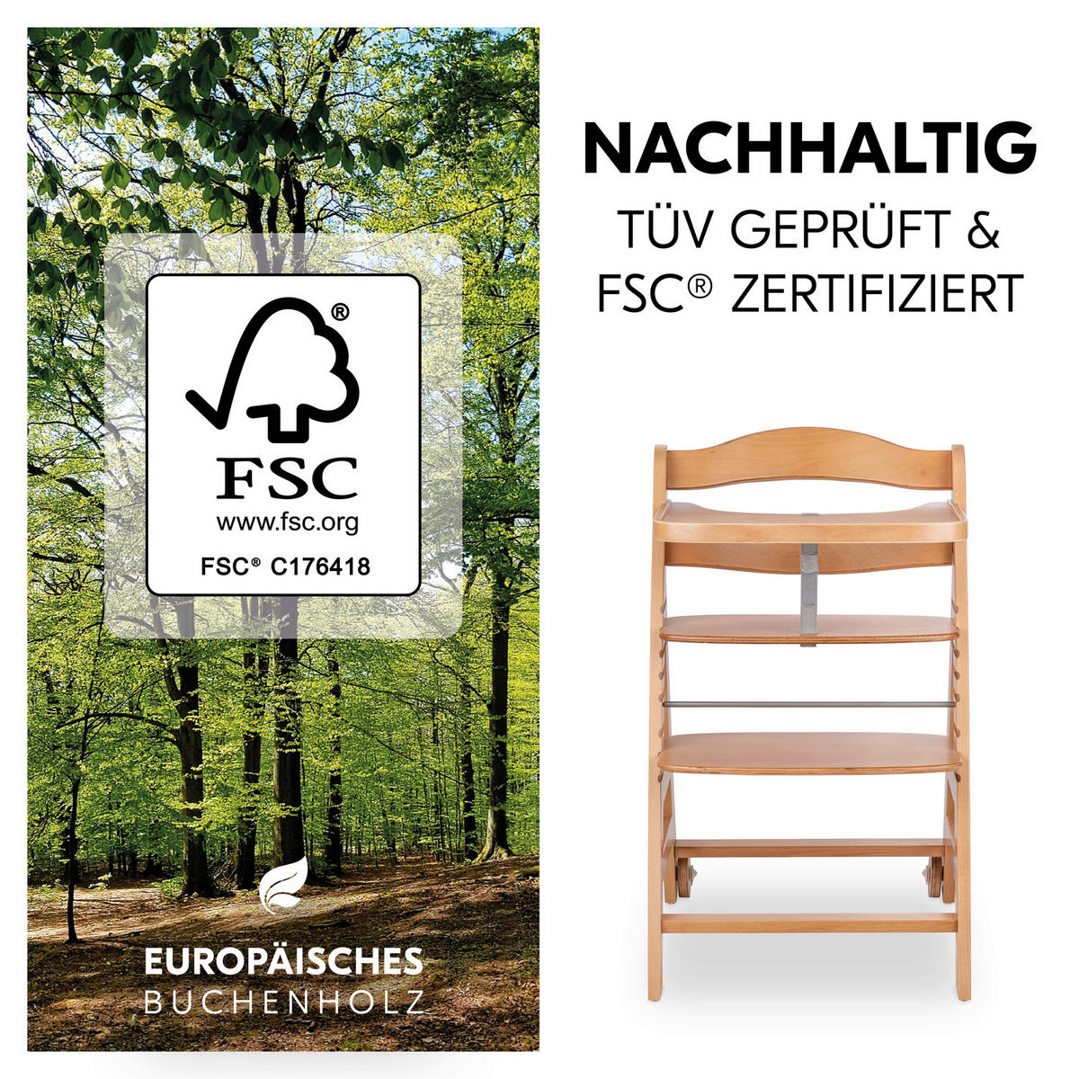 HOCHSTUHL BETA+ Buchefarben Natural  - Buchefarben, Basics, Holz (48/79/58cm) - Hauck