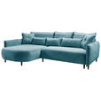 ECKSOFA in Chenille Blau  - Blau/Schwarz, MODERN, Textil/Metall (200/285cm) - Carryhome