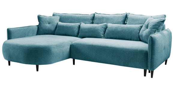 ECKSOFA in Chenille Blau  - Blau/Schwarz, MODERN, Textil/Metall (200/285cm) - Carryhome