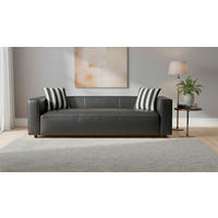 3-SITZER-SOFA LOTTA Lederlook Schwarz  - Schwarz/Weiß, Design, Kunststoff/Textil (232/66/95cm) - Livetastic
