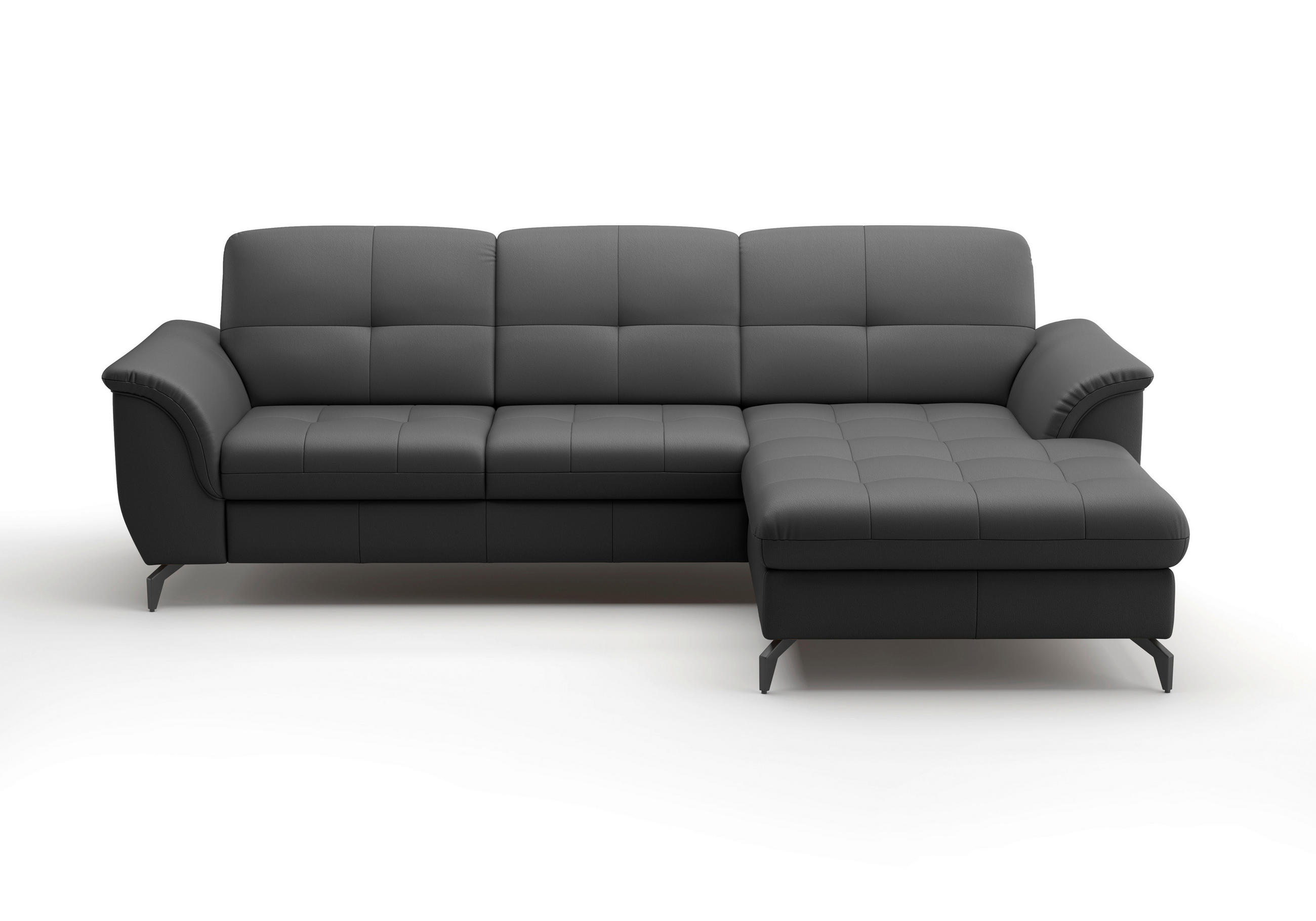 ECKSOFA in Vliesstoff Kombination Echtleder/Stoff Schwarz  262/164 cm  - Schwarz, MODERN, Leder/Textil (262/164cm) - Sit & More