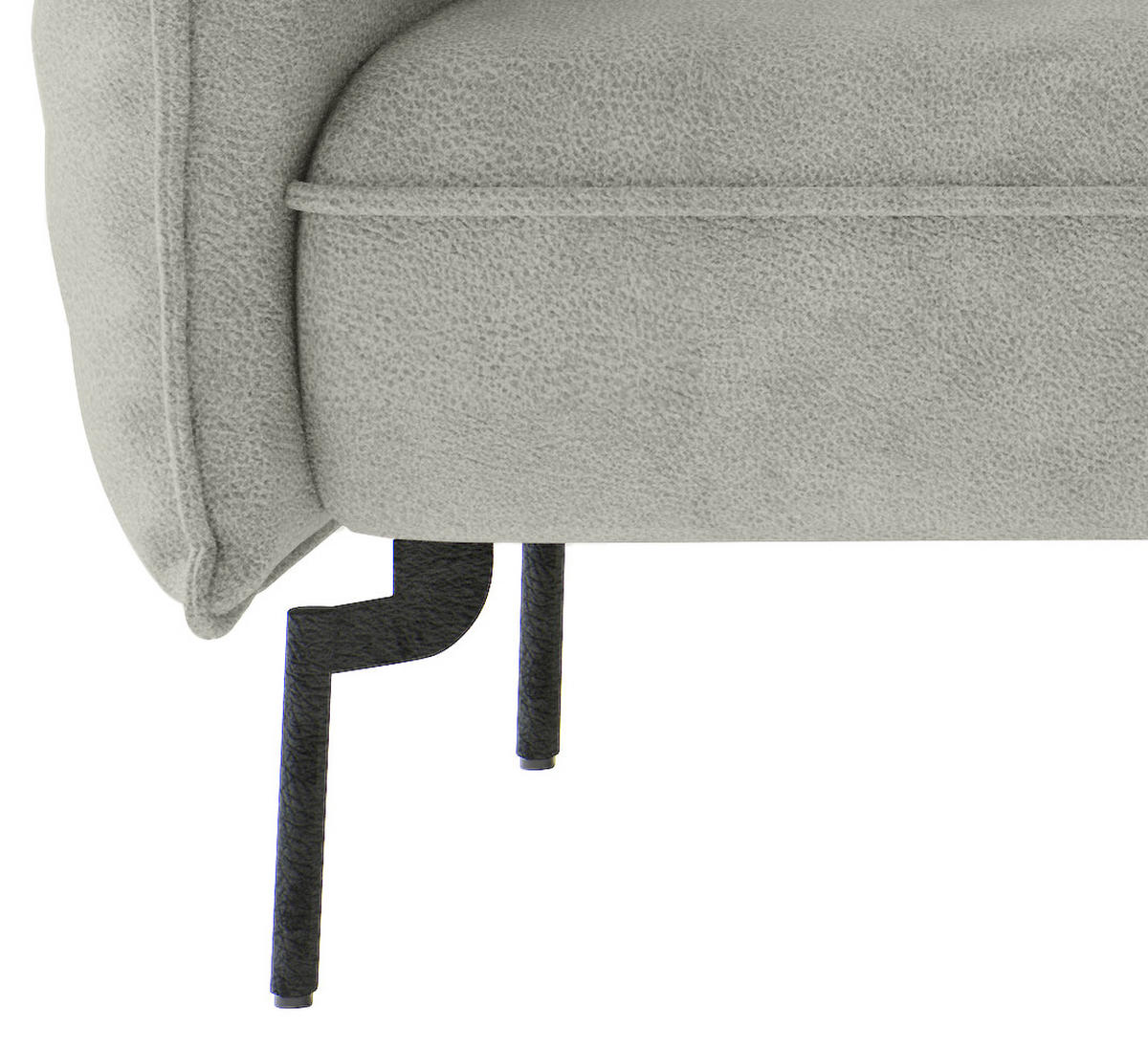 ECKSOFA in Flachgewebe Hellgrau  - Edelstahlfarben/Hellgrau, Design, Textil/Metall (265/185cm) - Livetastic