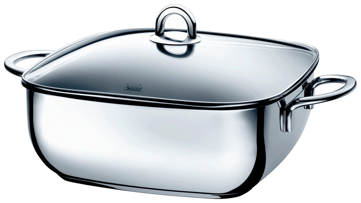 PONEV ZA PRAŽENJE Studio 29/10/29 cm keramična prevleka  - barve nerjavečega jekla, Basics, kovina/steklo (29/10/29cm) - Silit