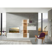 WOHNWAND  in Weiss, Eichefarben 305/190/52 cm  - Weiss/Eichefarben, Design, Holz/Holzwerkstoff (305/190/52cm) - Ambiente