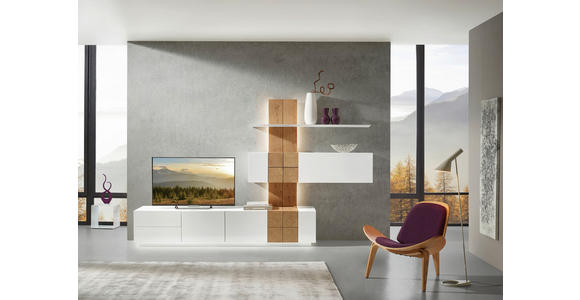 WOHNWAND  in Weiß, Eichefarben  305/190/52 cm  - Eichefarben/Weiß, Design, Holz/Holzwerkstoff (305/190/52cm) - Ambiente