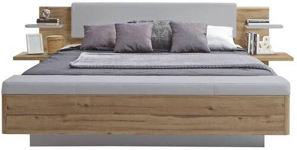 BETTANLAGE 180/200 cm  in Grau, Eiche Artisan   - Eiche Artisan/Grau, Konventionell, Holzwerkstoff/Textil (180/200cm) - Ti'me
