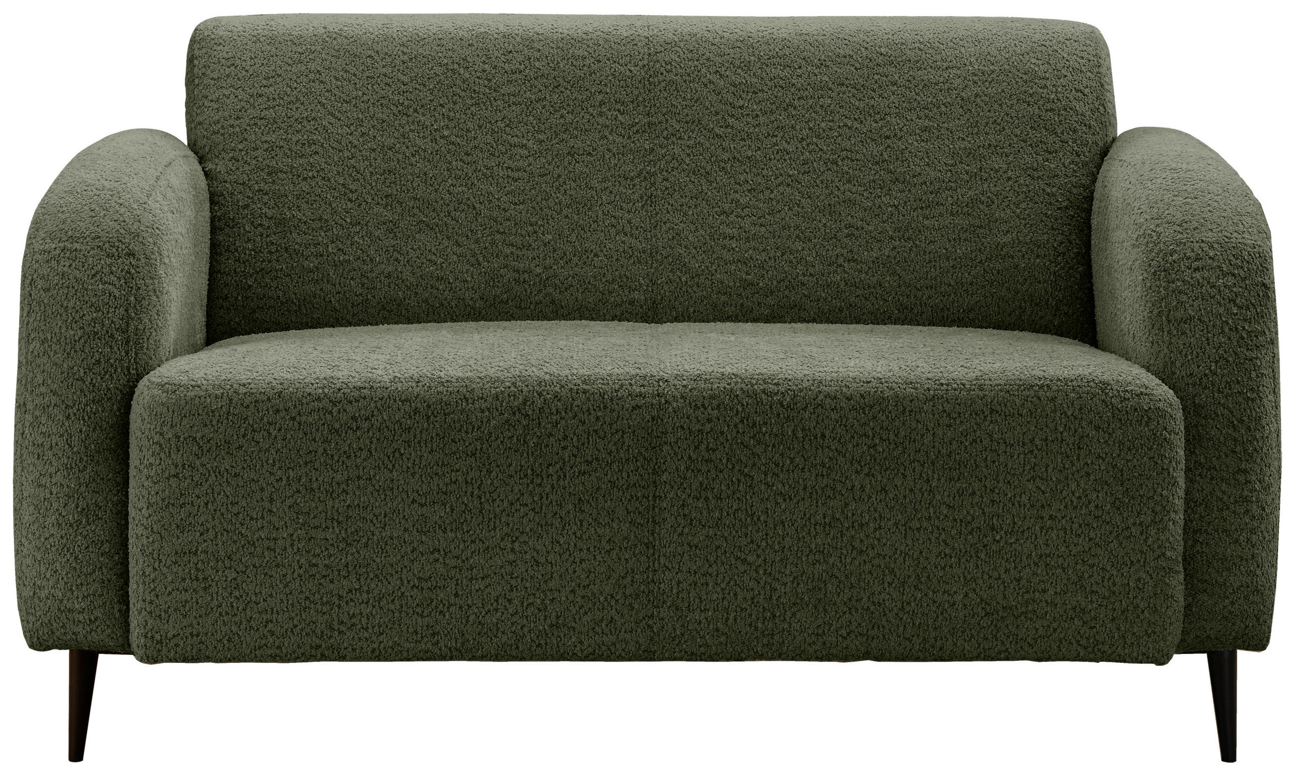 2-SITZER-SOFA in Bouclé Dunkelgrün - Dunkelgrün/Schwarz, Modern, Textil/Metall (140/76/90cm) - Livetastic