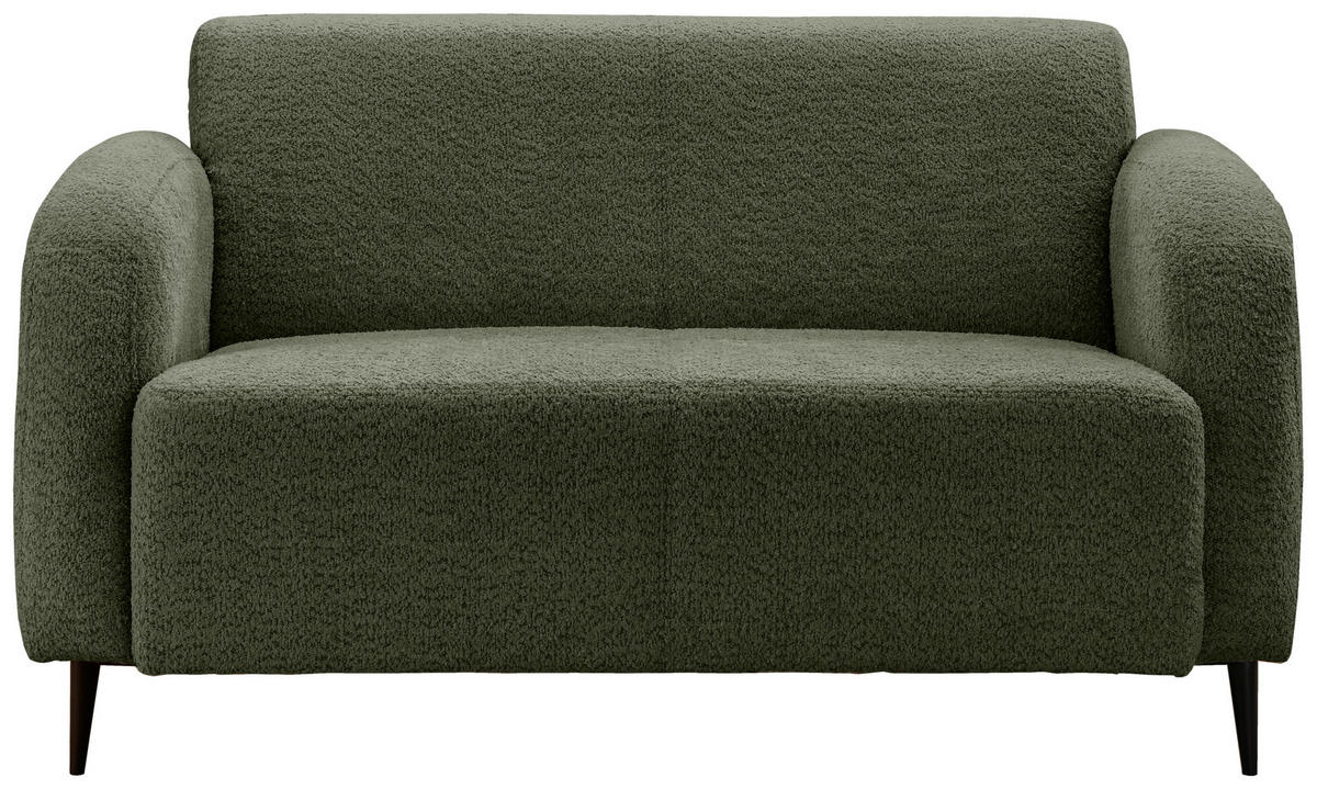 2-SITZER-SOFA in Bouclé Dunkelgrün  - Dunkelgrün/Schwarz, Modern, Textil/Metall (140/76/90cm) - Livetastic