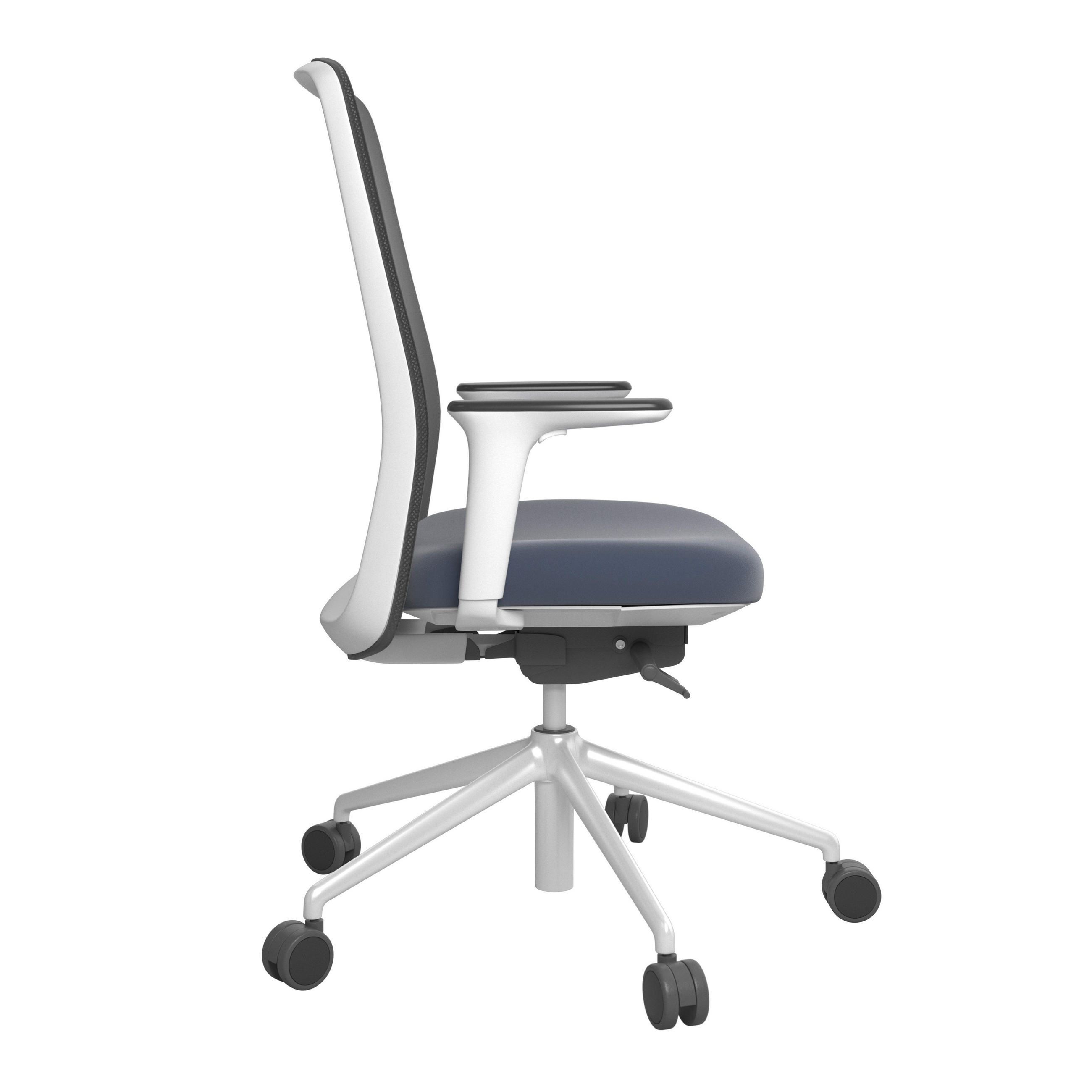 Thumbnail - Drehstuhl, Schwarz, Weiß, Dunkelblau, Metall, Kunststoff, Textil, Drehkreuz, 70x103-115x70 cm, Stoffauswahl, Sitzfläche ...