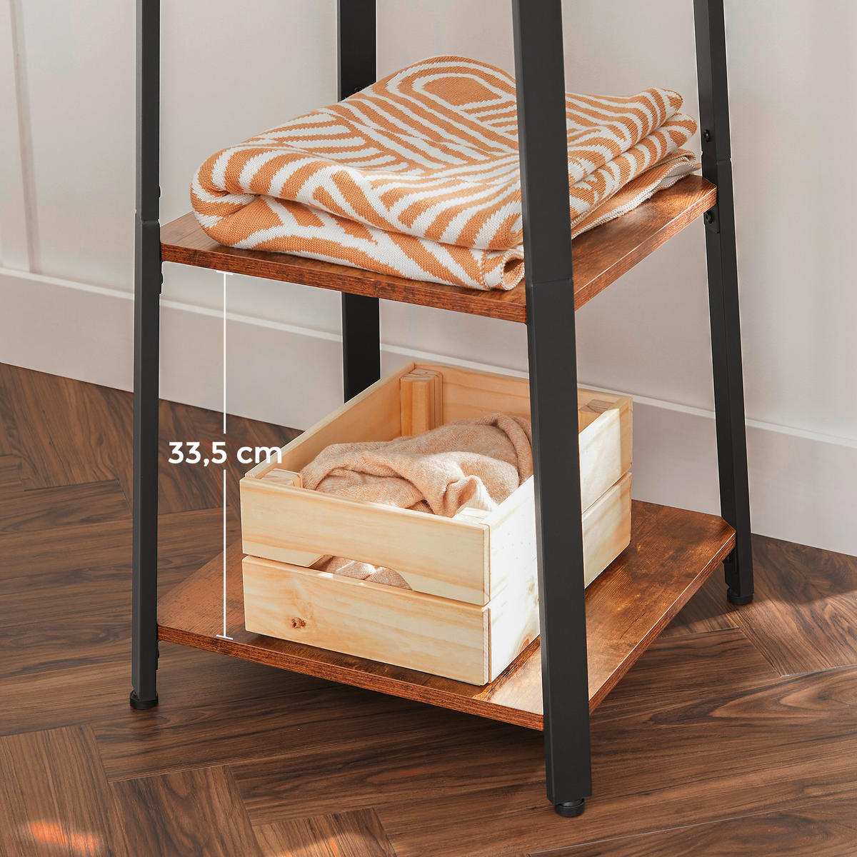 ŠATNÍ STOJAN - černá/hnědá, Trend, kov/kompozitní dřevo (43/180/43cm) - Boxxx