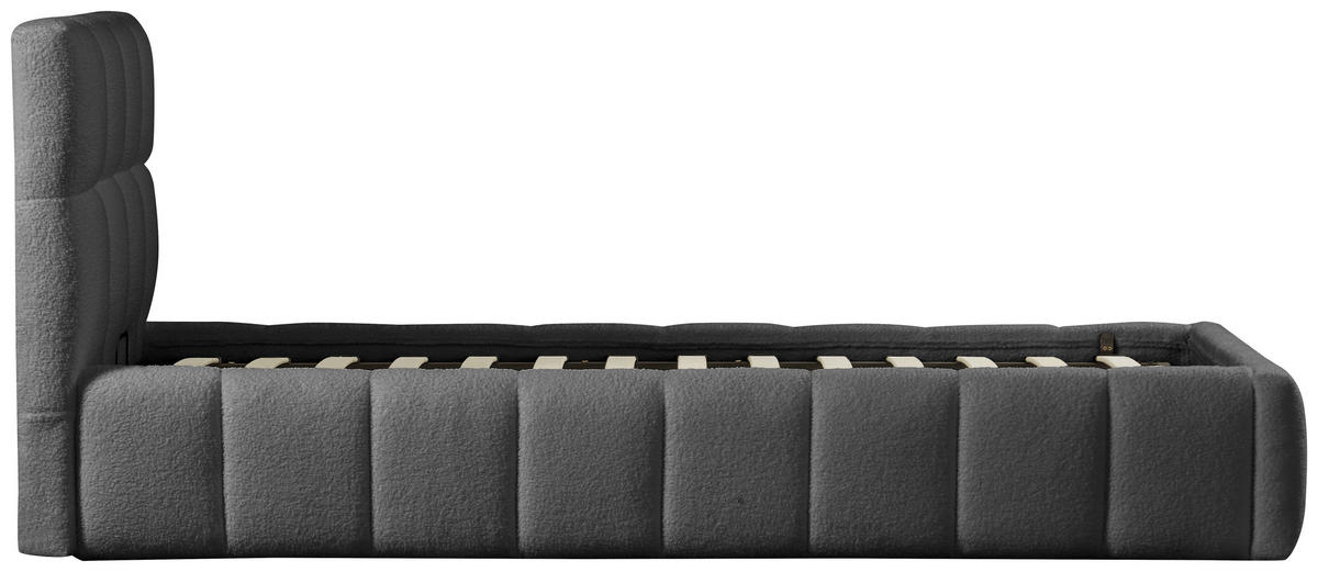 POLSTERBETT Lattenrost, Bettkasten Grau 90/200 cm  - Schwarz/Naturfarben, MODERN, Holz/Kunststoff (90/200cm) - Livetastic