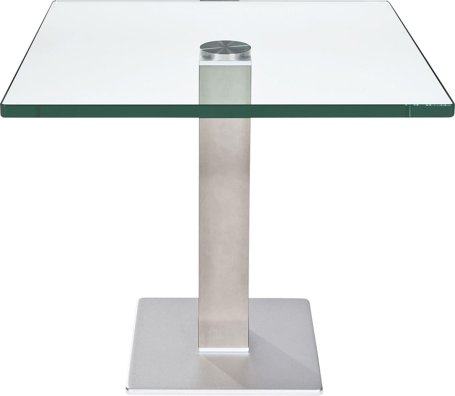 BEISTELLTISCH 60/60/51 cm Nickelfarben quadratisch  - Nickelfarben, Basics, Glas/Metall (60/60/51cm)