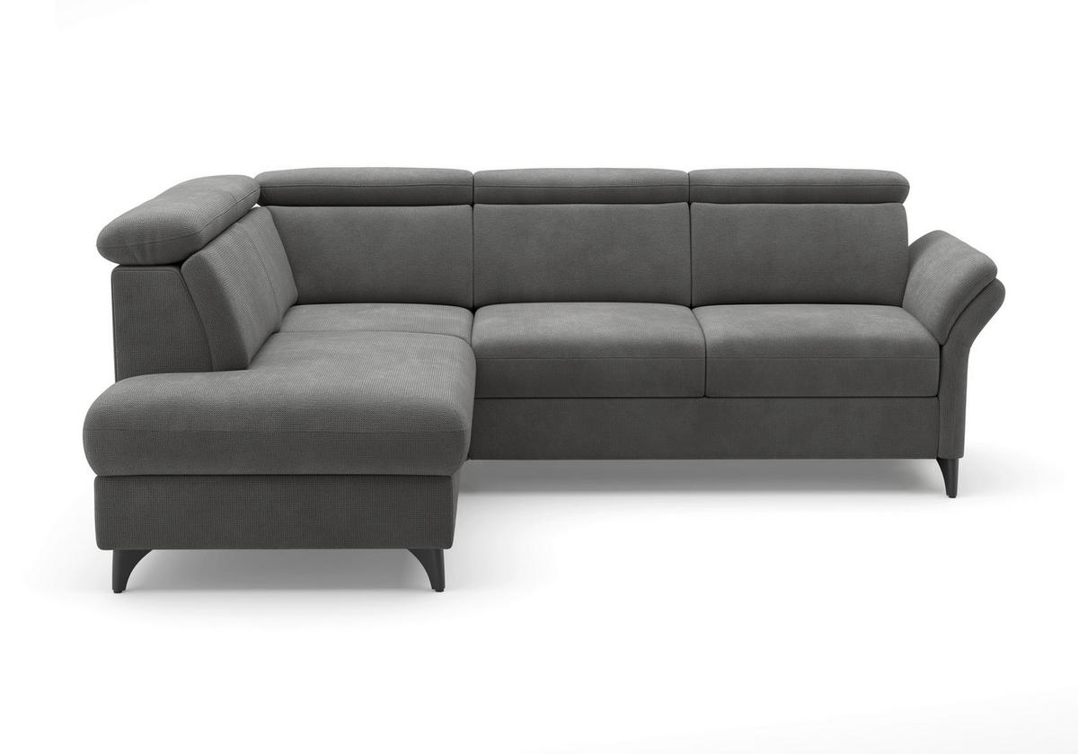 ECKSOFA GLENDALE E Grau Flachgewebe  - Schwarz/Grau, KONVENTIONELL, Textil/Metall (193/247cm) - Sit & More
