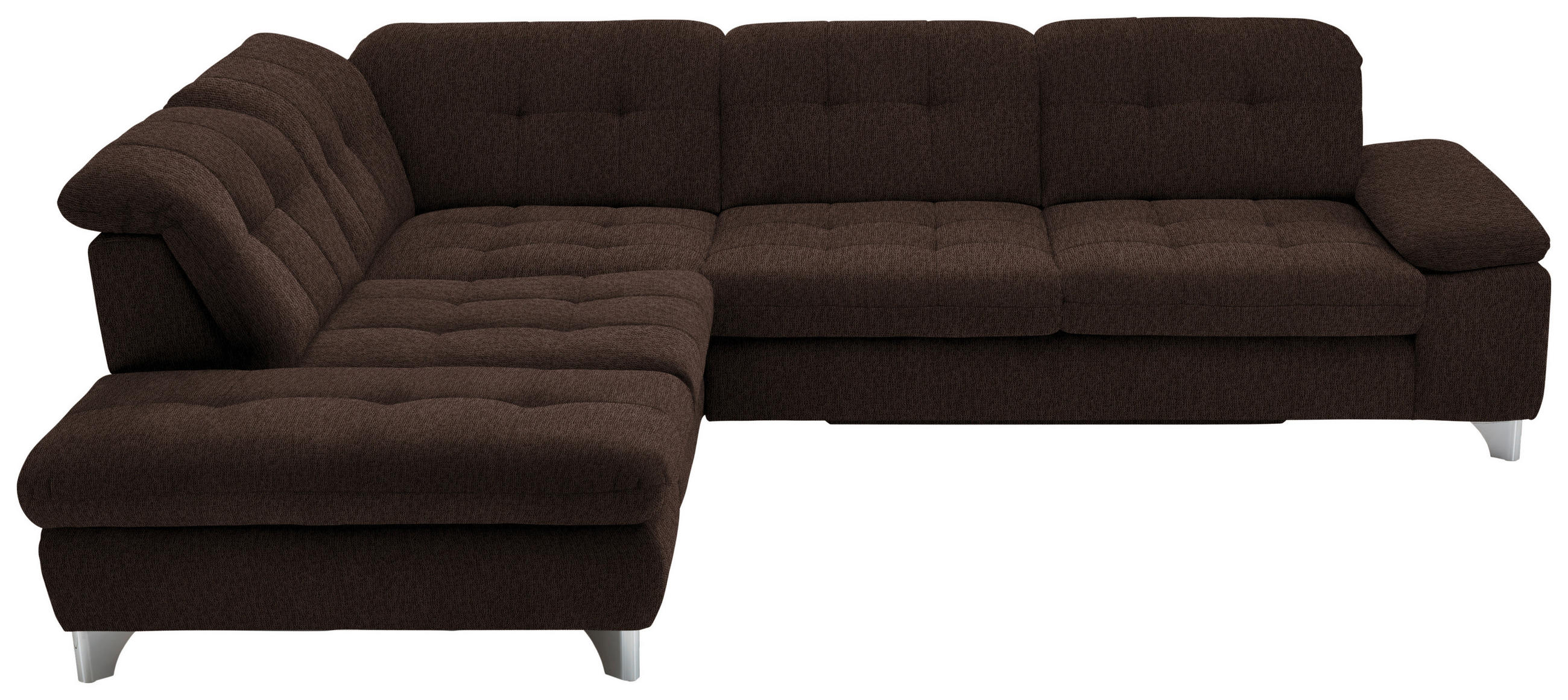 ECKSOFA in Chenille Dunkelbraun  - Chromfarben/Dunkelbraun, Design, Textil/Metall (260/310cm) - Beldomo Speed