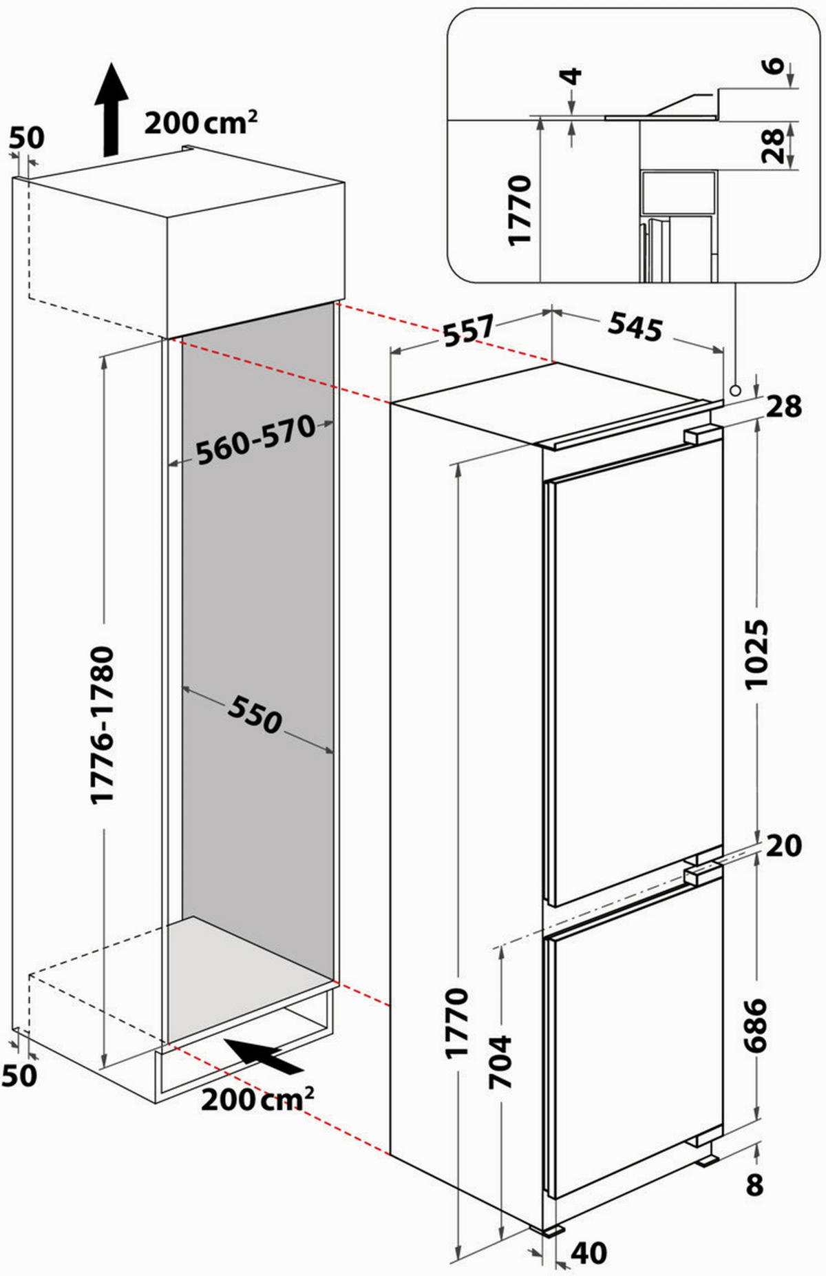 KÜHL-GEFRIER-KOMBINATION KGITN 18F2 M  - Weiß, Basics, Metall (55,7/177/54,5cm) - Bauknecht