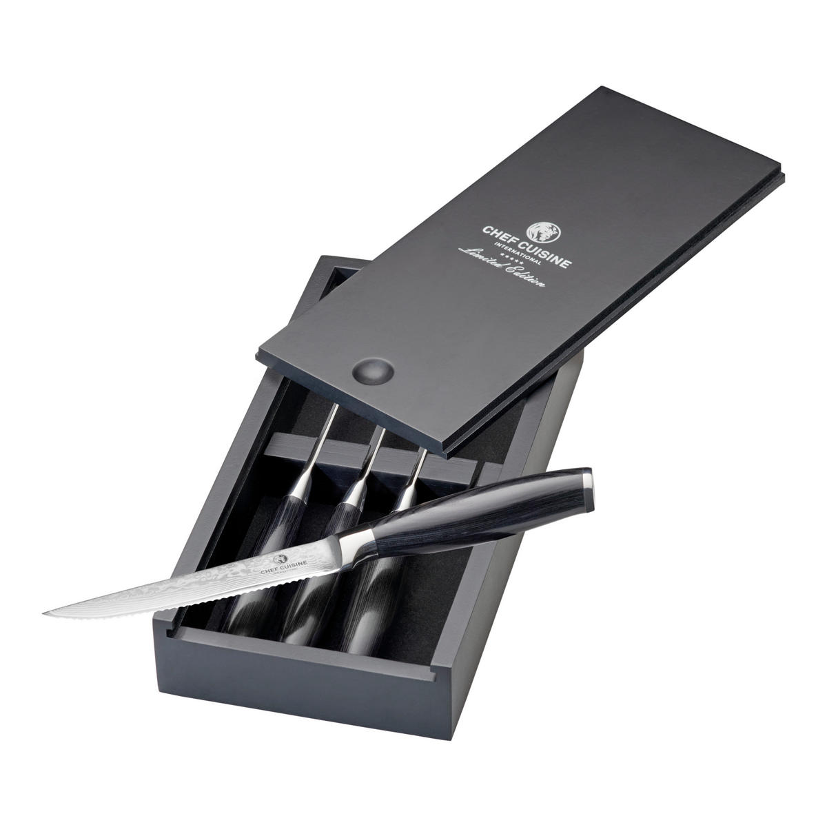 STEAKMESSERSET  - Edelstahlfarben/Schwarz, Basics, Holz/Metall (27.1/12.9/4.2cm) - CHEF CUISINE