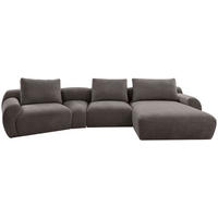 ECKSOFA Dunkelgrau Chenille  - Dunkelgrau/Schwarz, KONVENTIONELL, Kunststoff/Textil (362/176cm) - Carryhome