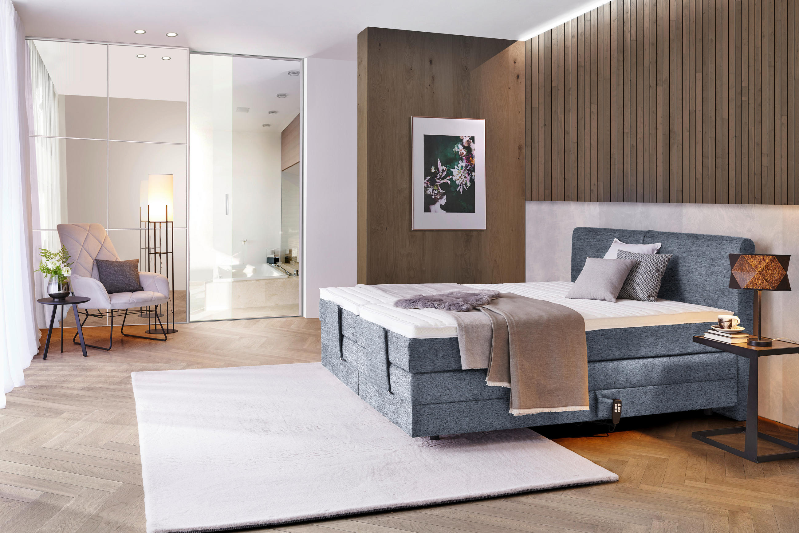 BOXSPRINGBETT 160/200 cm  in Blau  - Blau/Schwarz, Design, Kunststoff/Textil (160/200cm) - Hom`in