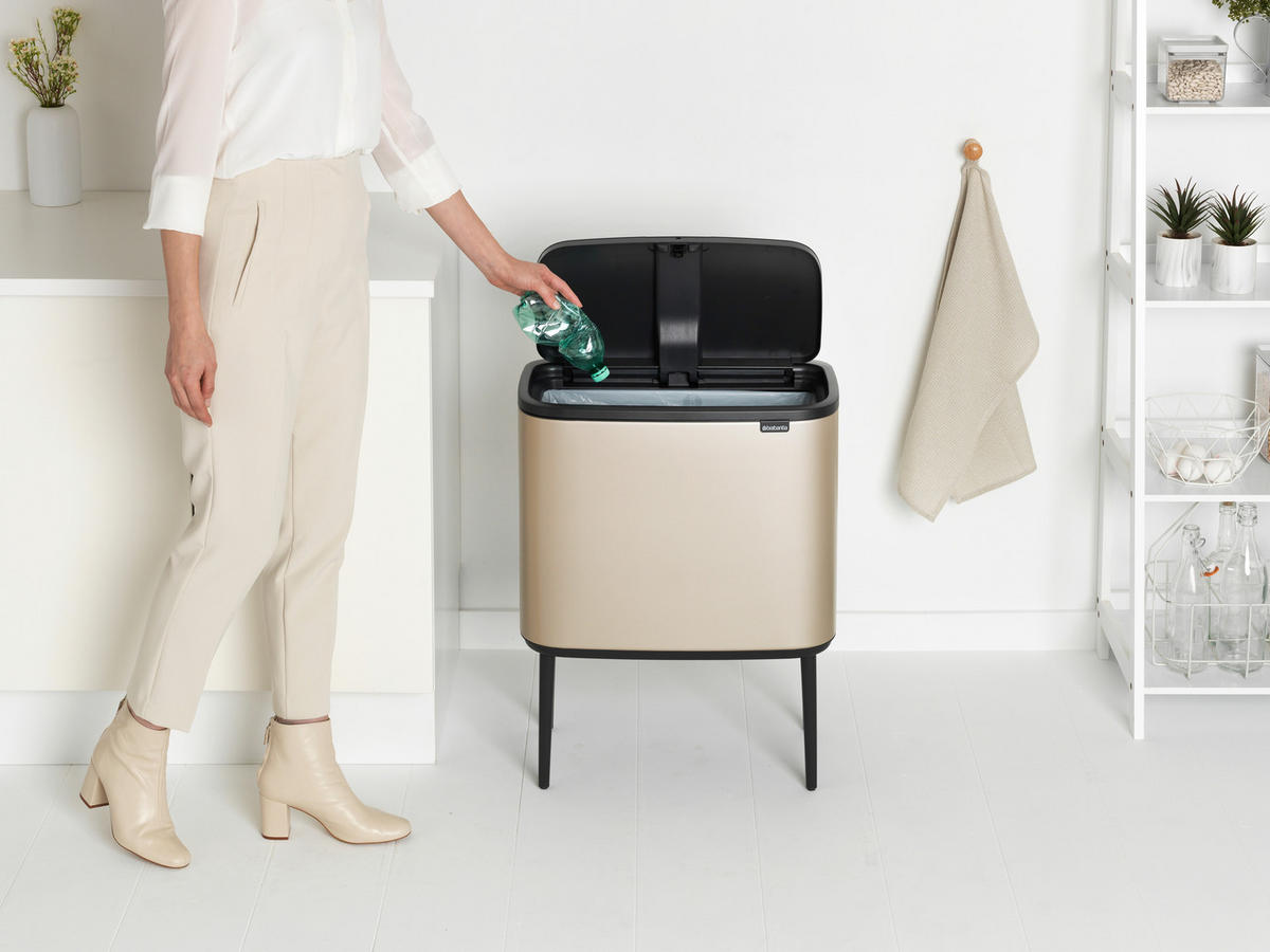SZEMETESVÖDÖR  - Pezsgő/fekete, Basics, műanyag/fém (36Ll) - Brabantia