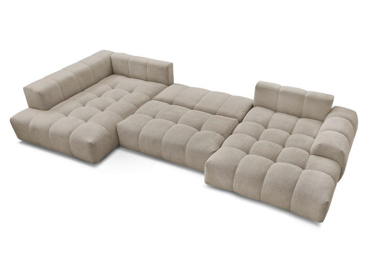 ECKSCHLAFSOFA EVEREST  mit Rücken echt, Armteil links, Armteil rechts Flachgewebe Taupe  - Taupe/Schwarz, MODERN, Kunststoff/Textil (212/423/198cm)