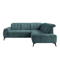 ECKSOFA in Cord Petrol  - Petrol/Schwarz, Modern, Textil/Metall (261/200cm) - Livetastic