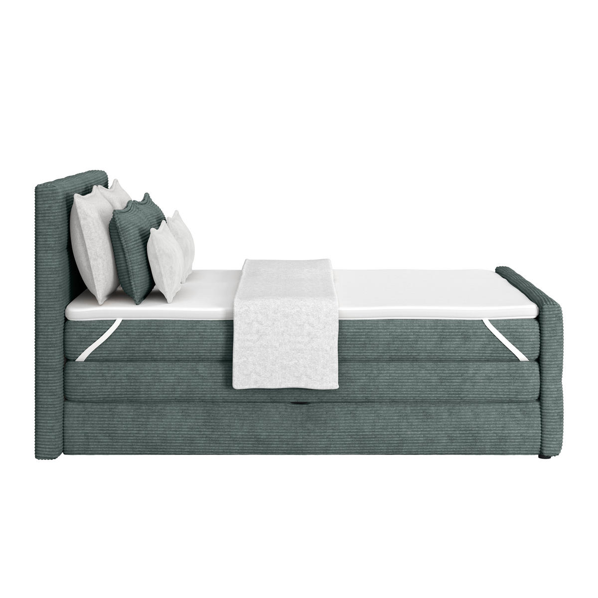 BOXSPRINGBETT 140/200 cm,  in Blaugrau, gepolstertes Kopfteil, Bettkasten, Topper, Matratzen, H4 + H4 = sehr fest  - Blaugrau, KONVENTIONELL, Holz/Holzwerkstoff (140/200cm)