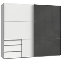 SCHWEBETÜRENSCHRANK 250/216/65 cm 2-türig Grau, Weiß  - Chromfarben/Weiß, MODERN, Holzwerkstoff (250/216/65cm) - MID.YOU