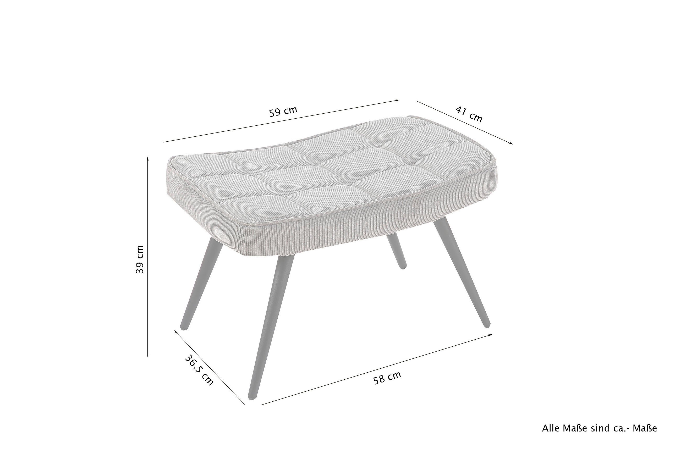 HOCKER Webstoff Dunkelgrau  - Dunkelgrau/Schwarz, MODERN, Textil/Metall (60/39/41cm) - MID.YOU