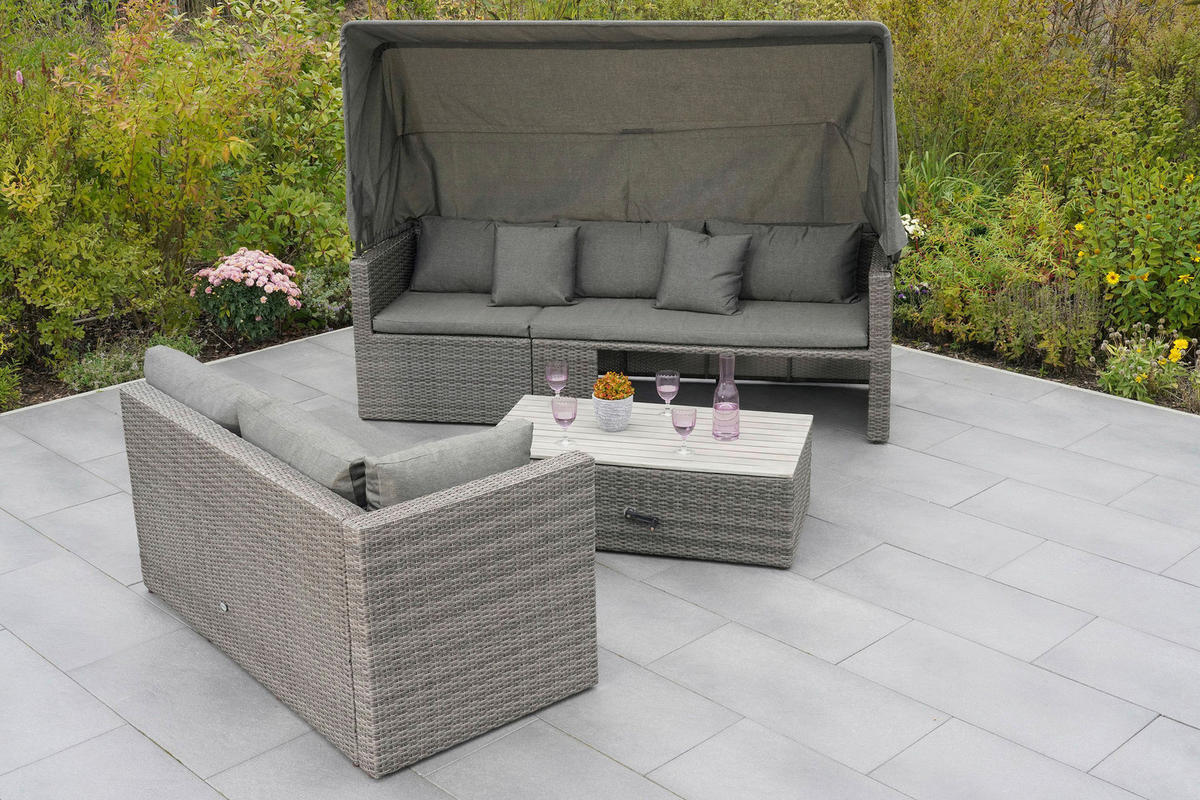 LOUNGEGARNITUR 12-teilig   250/150/168 cm Akazie Stahl  - Hellgrau/Grau, KONVENTIONELL, Holz/Kunststoff (250/150/168cm) - Gardenson