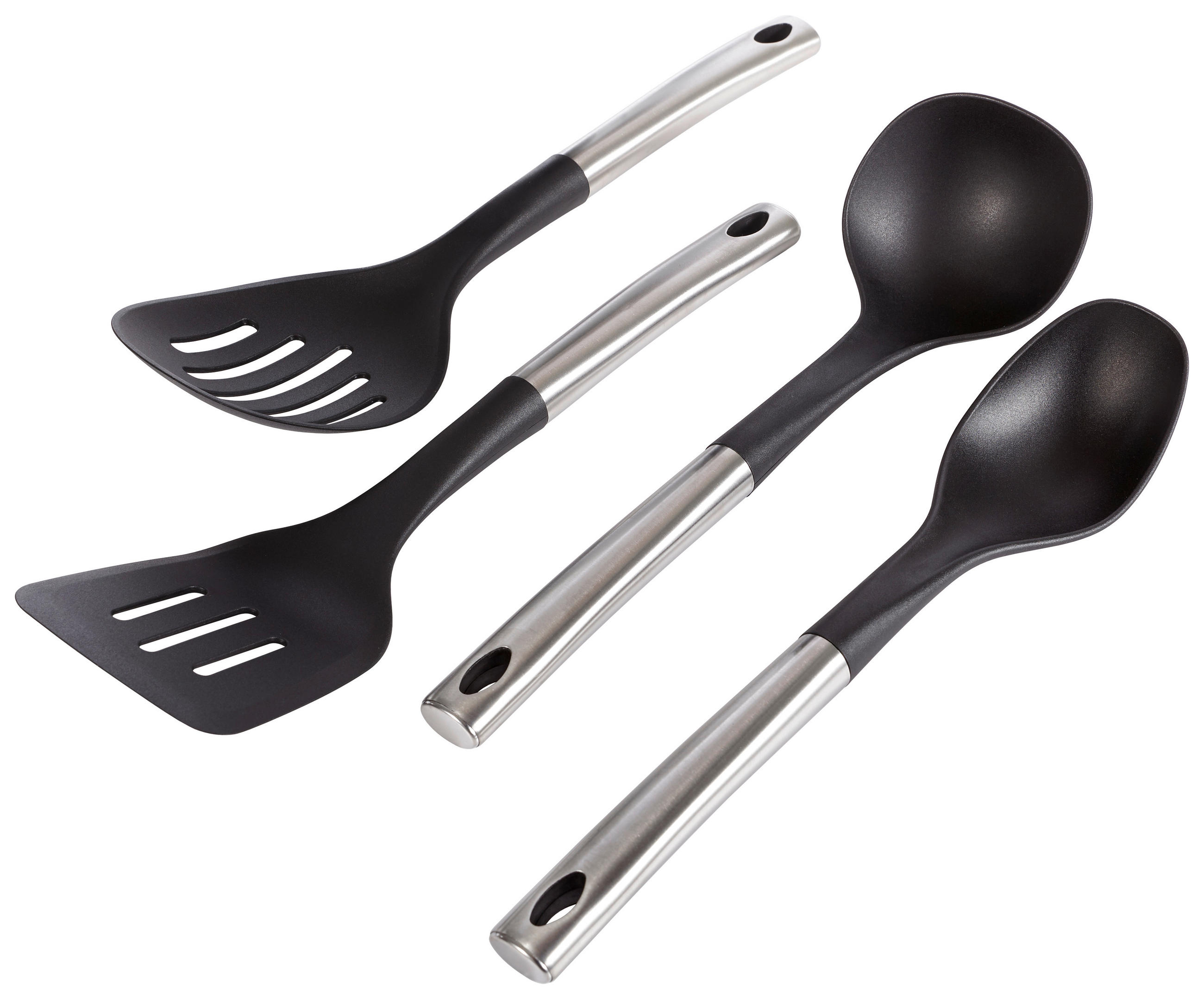 SADA KUCHYŇSKÉHO NÁČINÍ 4 ks 4dílné - černá/barvy nerez oceli, Basics, kov/plast (36,5/28,5/9cm) - Justinus