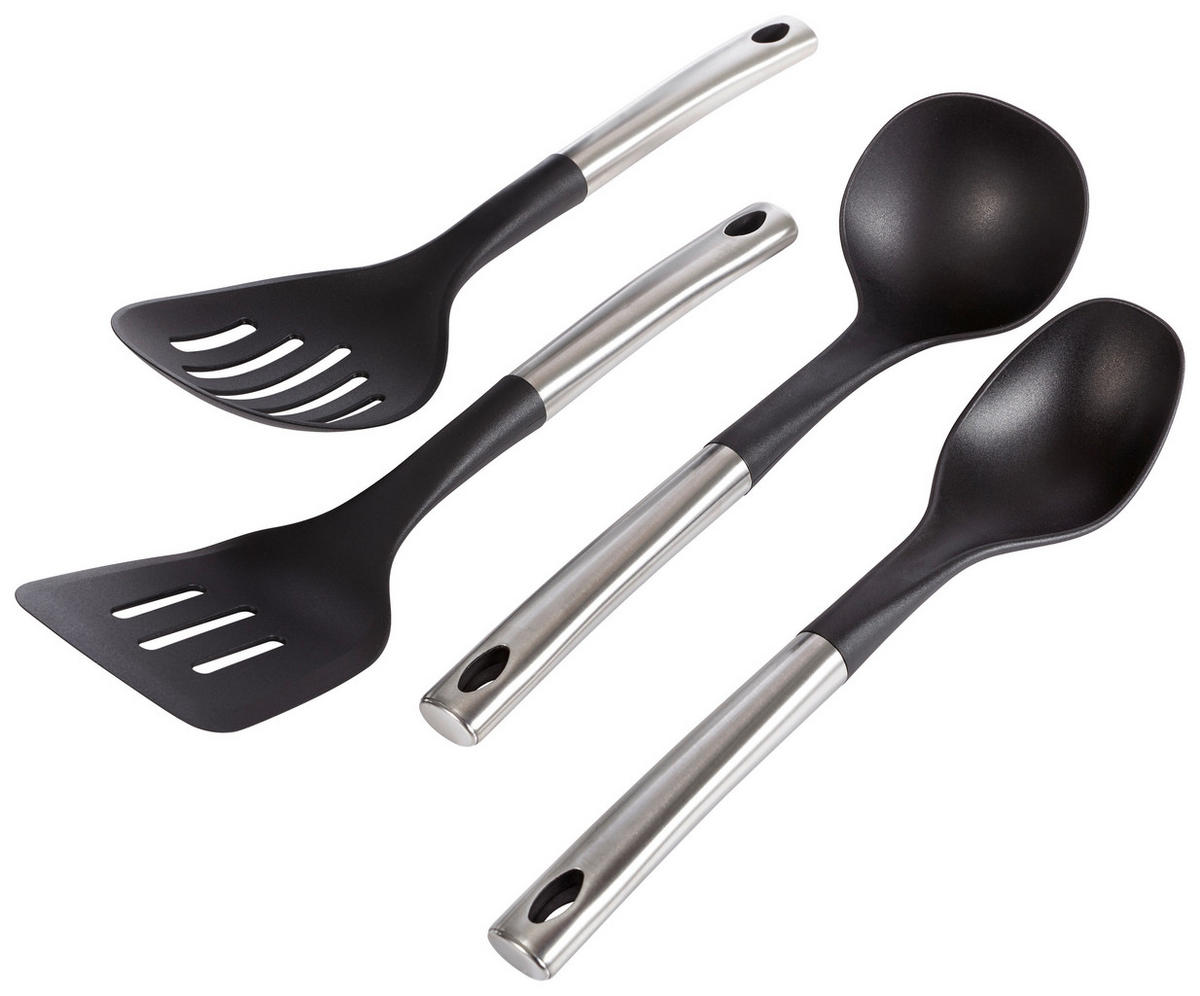 KÜCHENHELFERSET  - Edelstahlfarben/Schwarz, Basics, Kunststoff/Metall (36,5/28,5/9cm) - Justinus