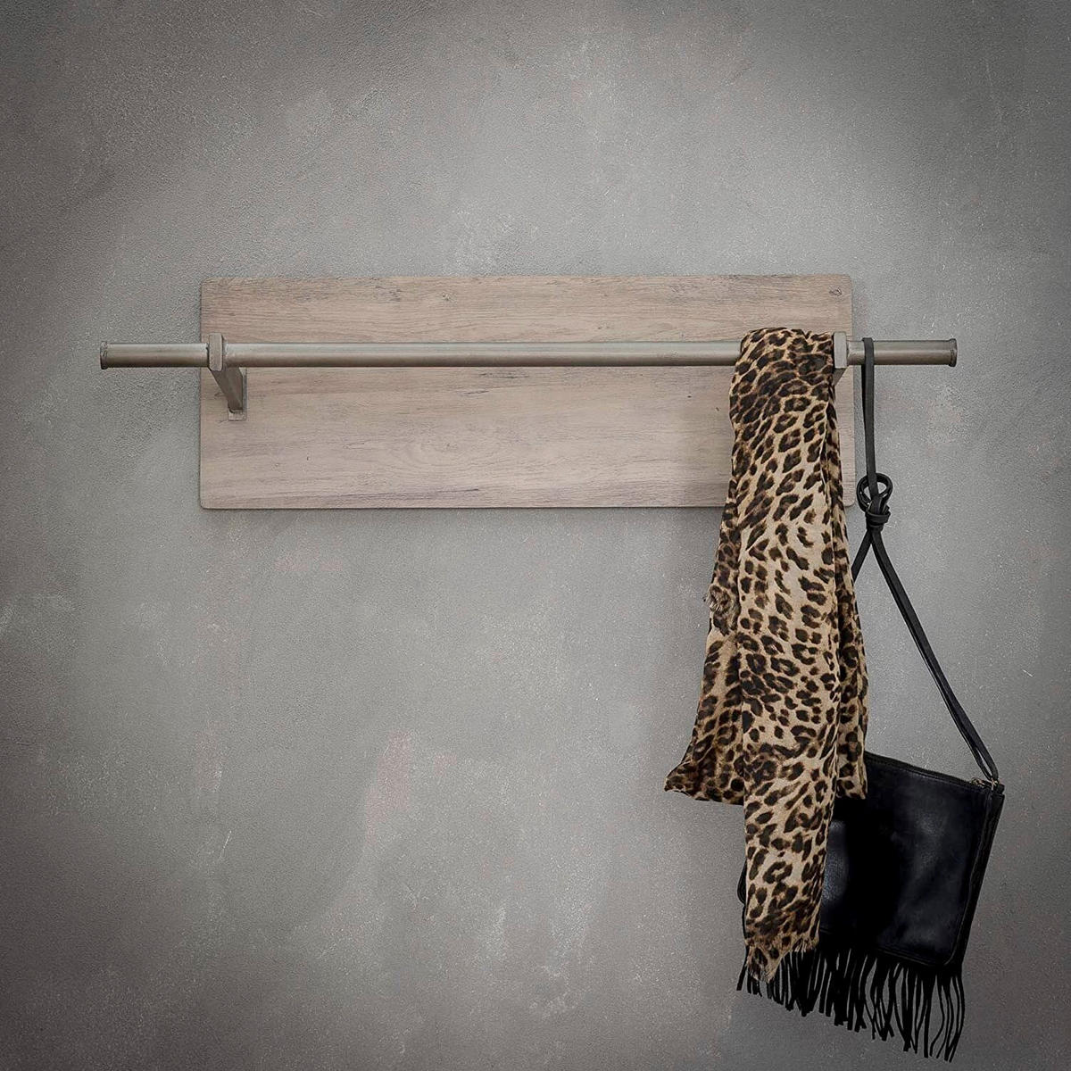 WANDGARDEROBE - Eichefarben/Silberfarben, Design, Holzwerkstoff/Metall (85/25/30cm) - Livetastic