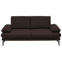 2,5-SITZER  in Echtleder Braun   - Schwarz/Braun, Design, Leder/Metall (196/86/104cm) - Dieter Knoll