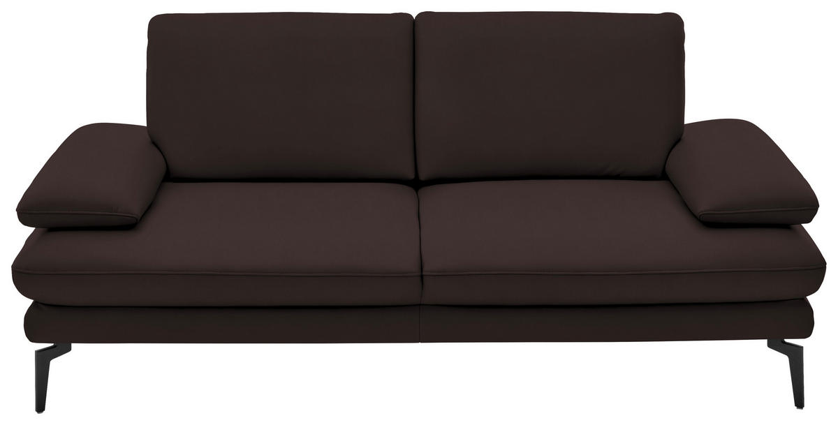 2,5-SITZER  in Echtleder Braun   - Schwarz/Braun, Design, Leder/Metall (196/86/104cm) - Dieter Knoll