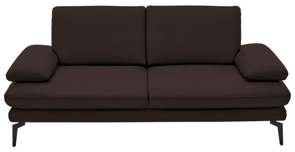 2,5-SITZER  in Echtleder Braun   - Schwarz/Braun, Design, Leder/Metall (196/86/104cm) - Dieter Knoll