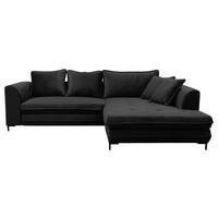 ECKSOFA Schwarz Velours  - Schwarz, Design, Textil/Metall (277/187cm) - Livetastic