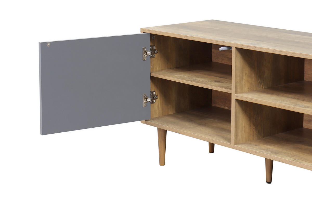 LOWBOARD  in 160/55/40 cm  - Naturfarben/Grau, Design, Holzwerkstoff (160/55/40cm) - Livetastic