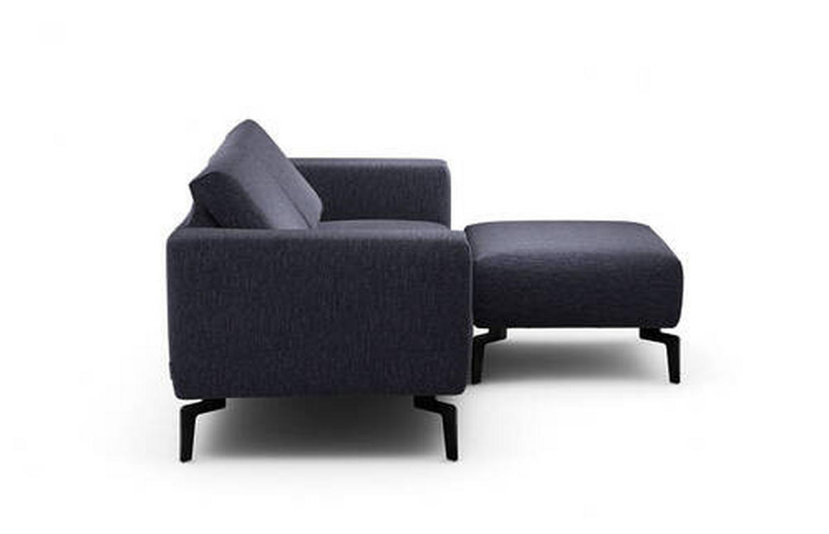 Zweisitzer inkl. Hocker Chenille Blau  - Blau/Schwarz, Design, Textil/Metall (180/86/86-94cm) - SENSOO