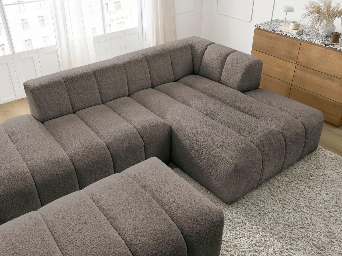 ECKSOFA  ANNECY Taupe Bouclé  - Taupe/Schwarz, MODERN, Kunststoff/Textil (262/170cm)
